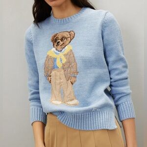 Polo by Ralph Lauren Light Blue Sweater with Bear Design
